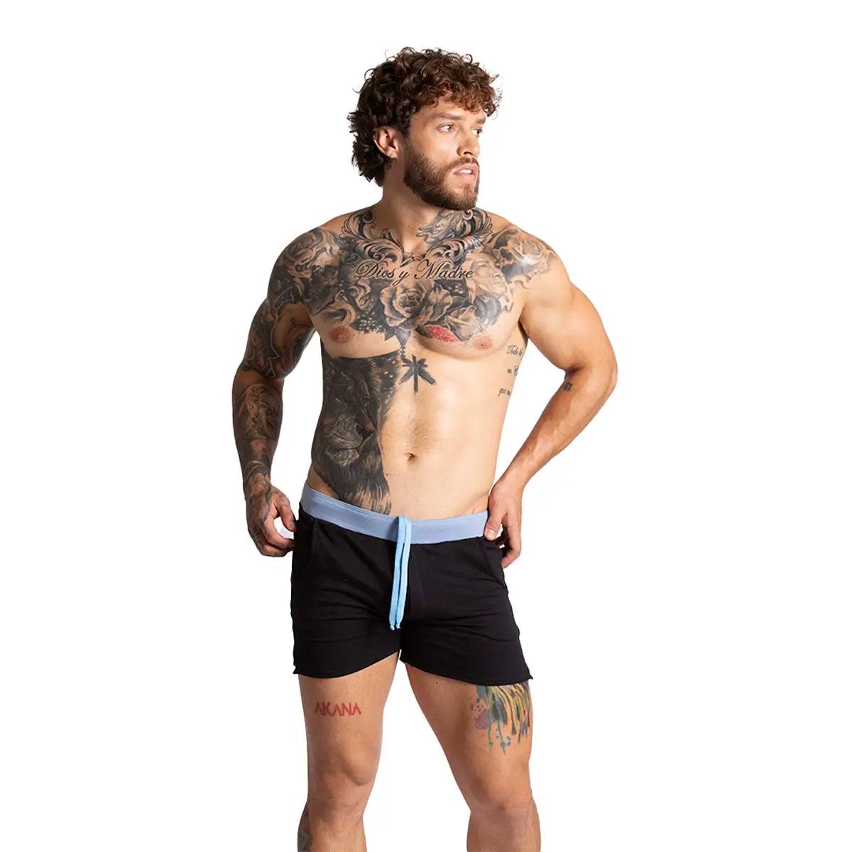 ALFA BLACK BLUE SHORT - Gigo Underwear Colombia