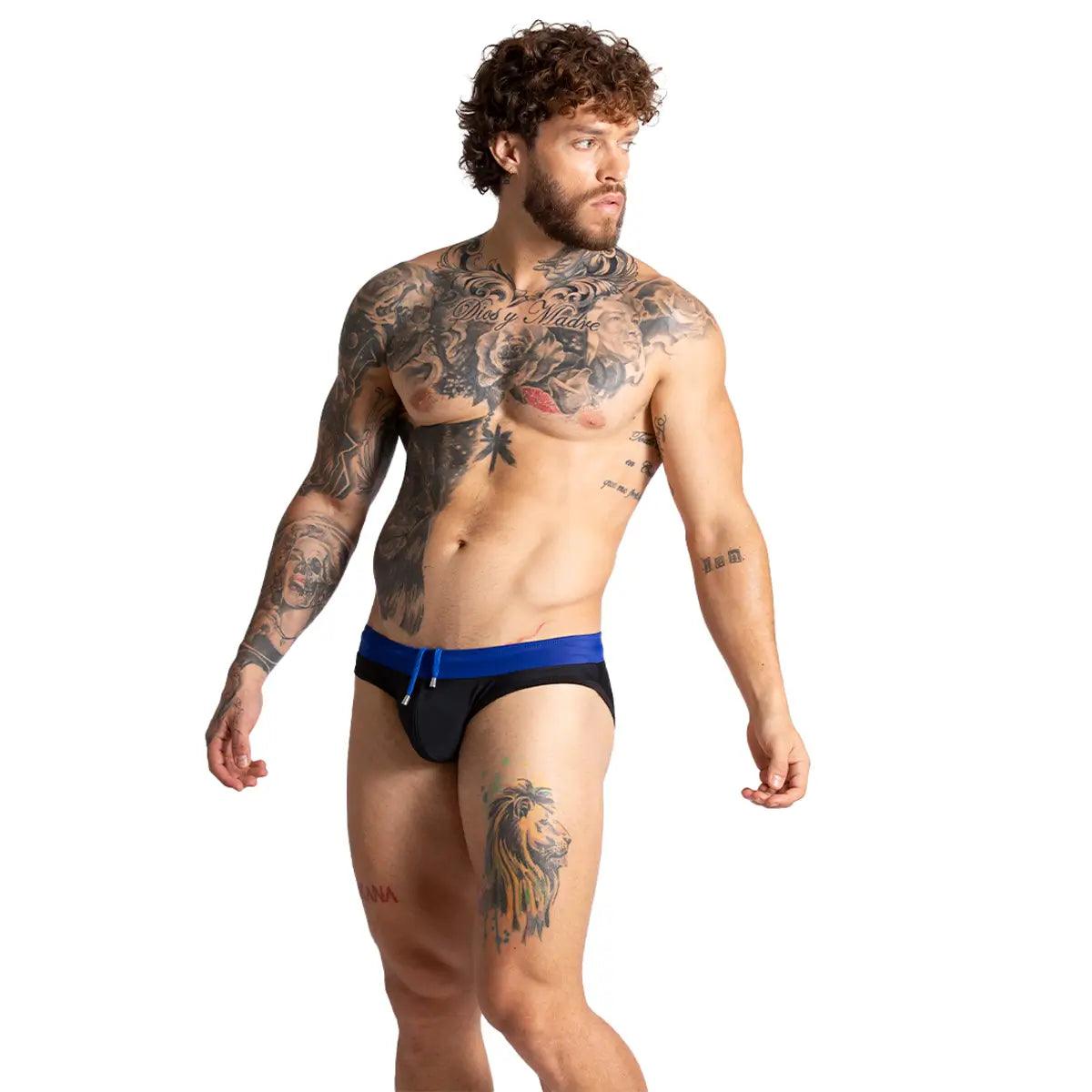 ALFA BLACK BLUE SWIM BRIEF - Gigo Underwear Colombia