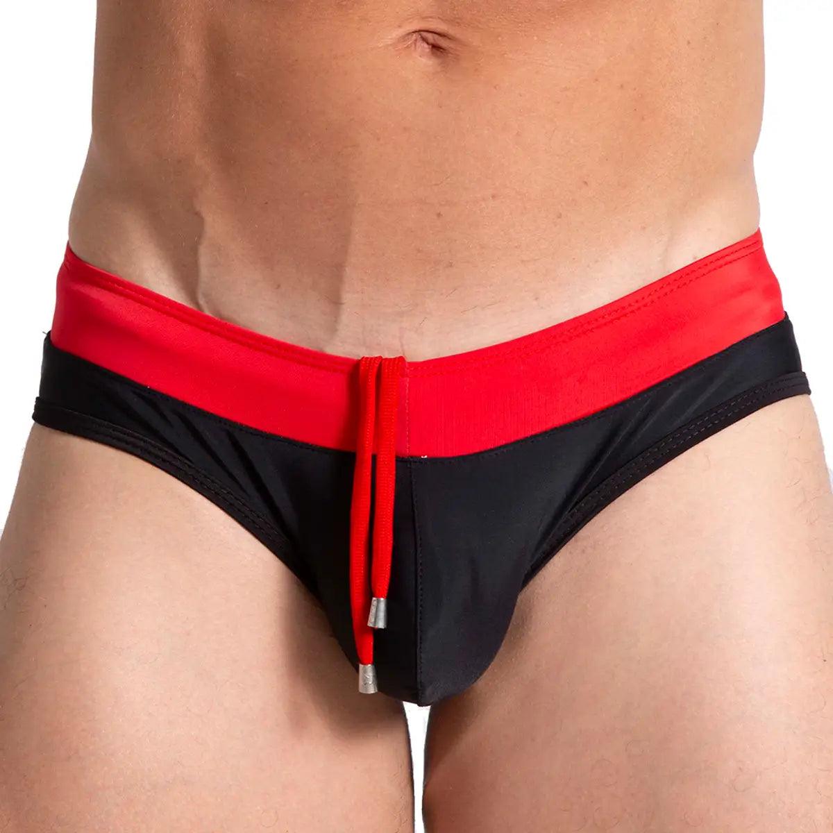 ALFA BLACK RED SWIM BRIEF - Gigo Underwear Colombia