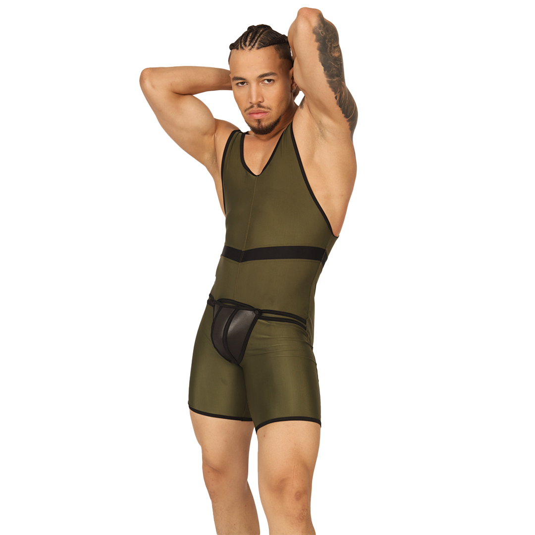 BOXING GREEN BODY - Body Fetiche Masculino con Detalles Sexys