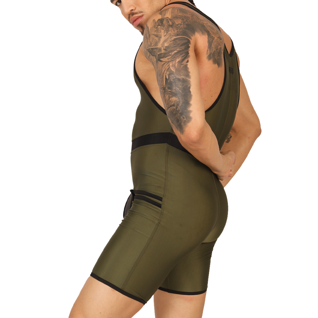 BOXING GREEN BODY - Body Fetiche Masculino con Detalles Sexys