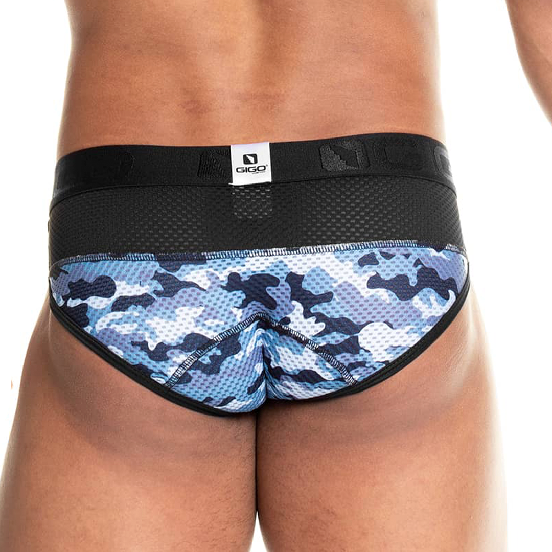 Camo Black Brief vista posterior de Gigo Underwear