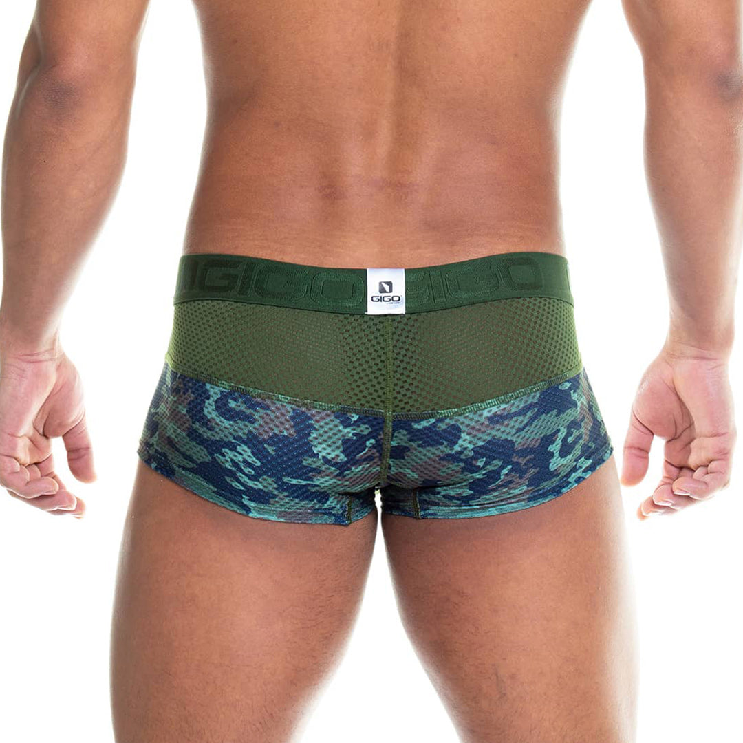 Camo Green Trunk vista posterior de Gigo Underwear