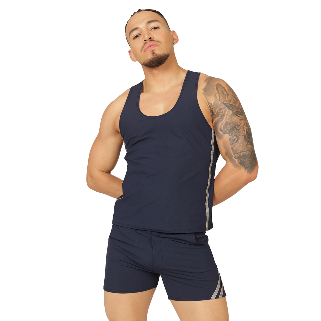 Club Blue Tank en modelo de Gigo Underwear