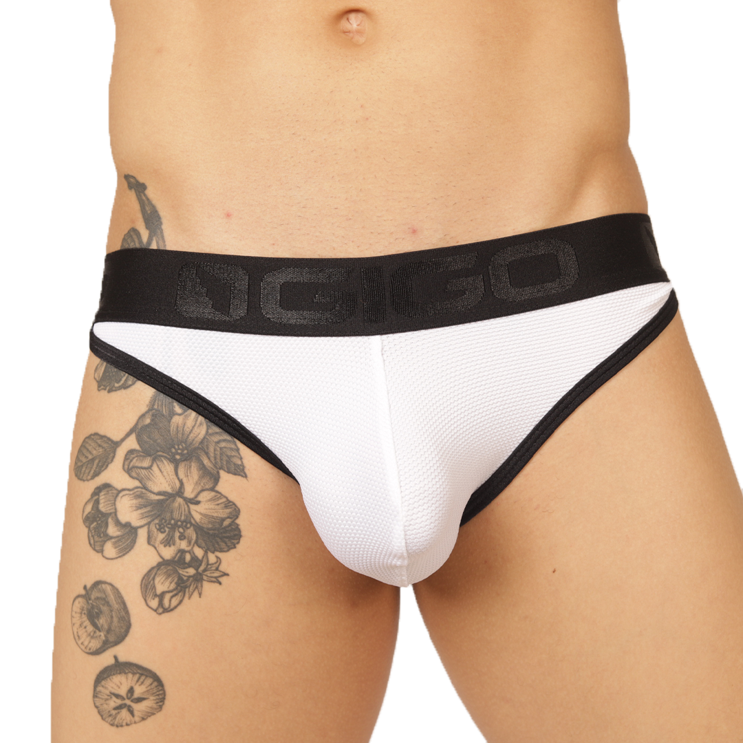 COOL WHITE BRIEF - Brief Masculino Audaz con Pretina Contraste