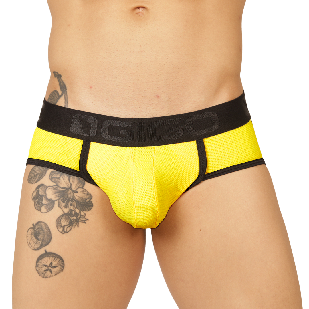 COOL YELLOW JOCK THONG - Jockstrap Masculino Sexy con Pretina Contraste