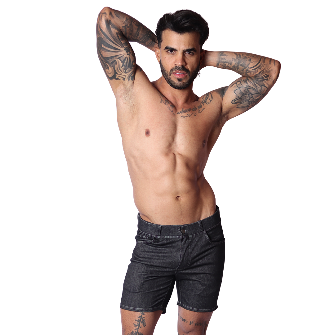 Denim Black Shorts en modelo de Gigo Underwear