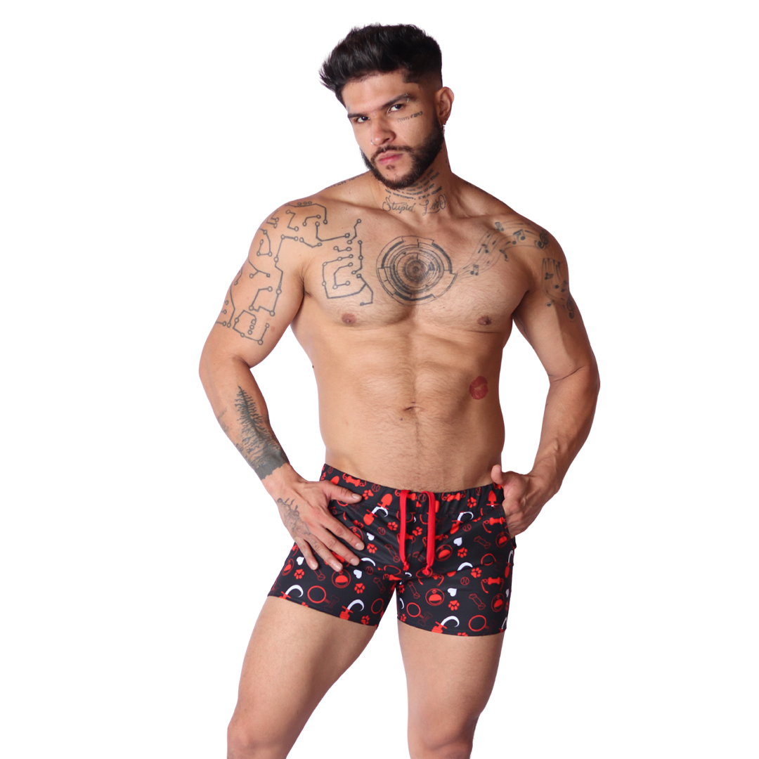 Dog Red Shorts en modelo de Gigo Underwear