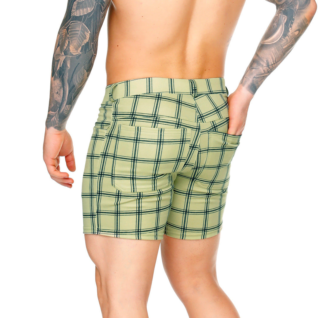 DYNASTY OLIVE SHORT - Pantaloneta corta a cuadros para hombres