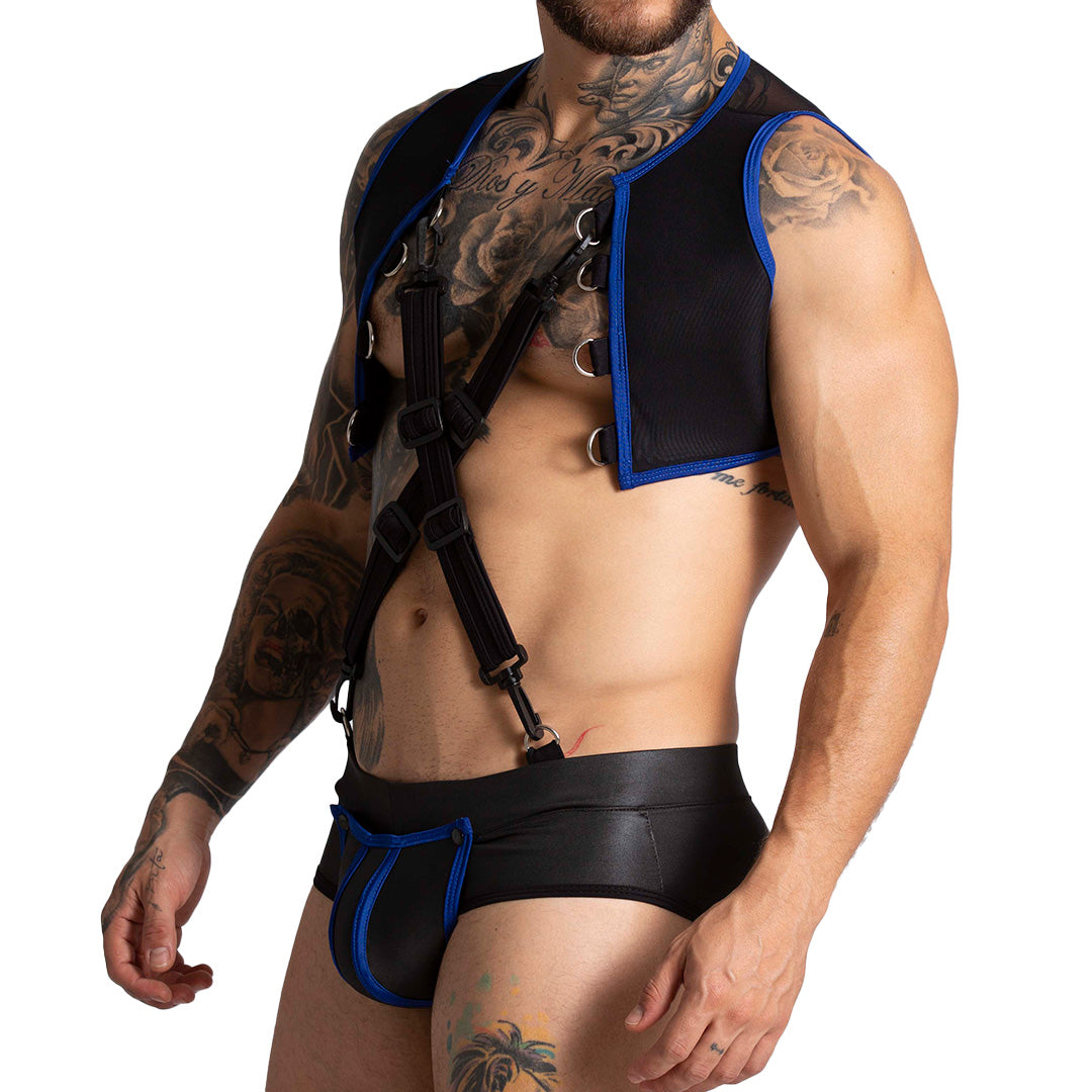 F Fetish Blue Harness vista posterior de Gigo Underwear