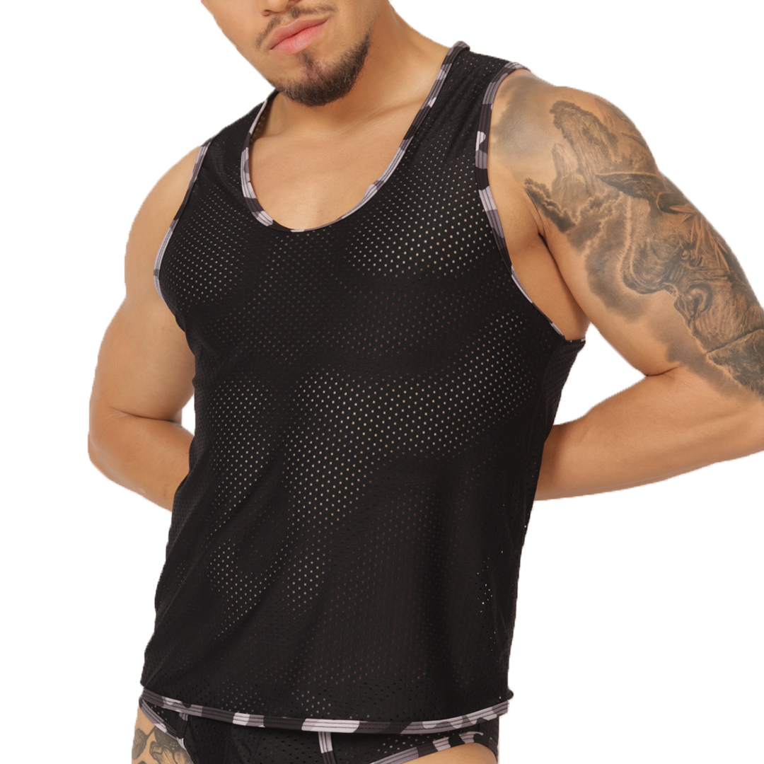 FEELING BLACK TANK - Camisilla Deportiva Masculina en Colores Modernos