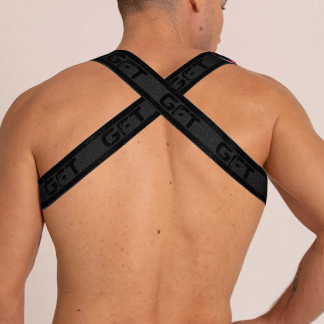 Fetiche Black Harness vista frontal de Gigo Underwear