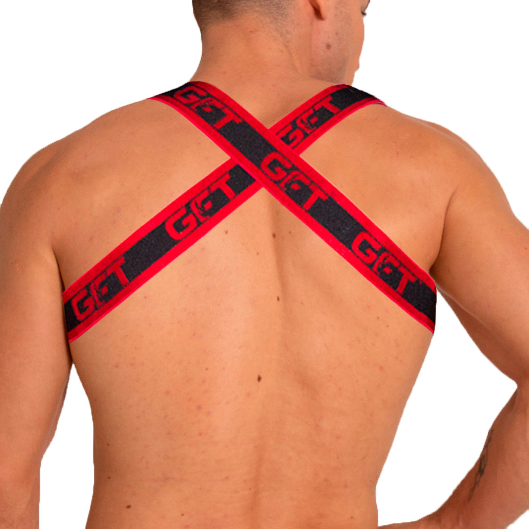 Fetiche Red Harness vista frontal de Gigo Underwear