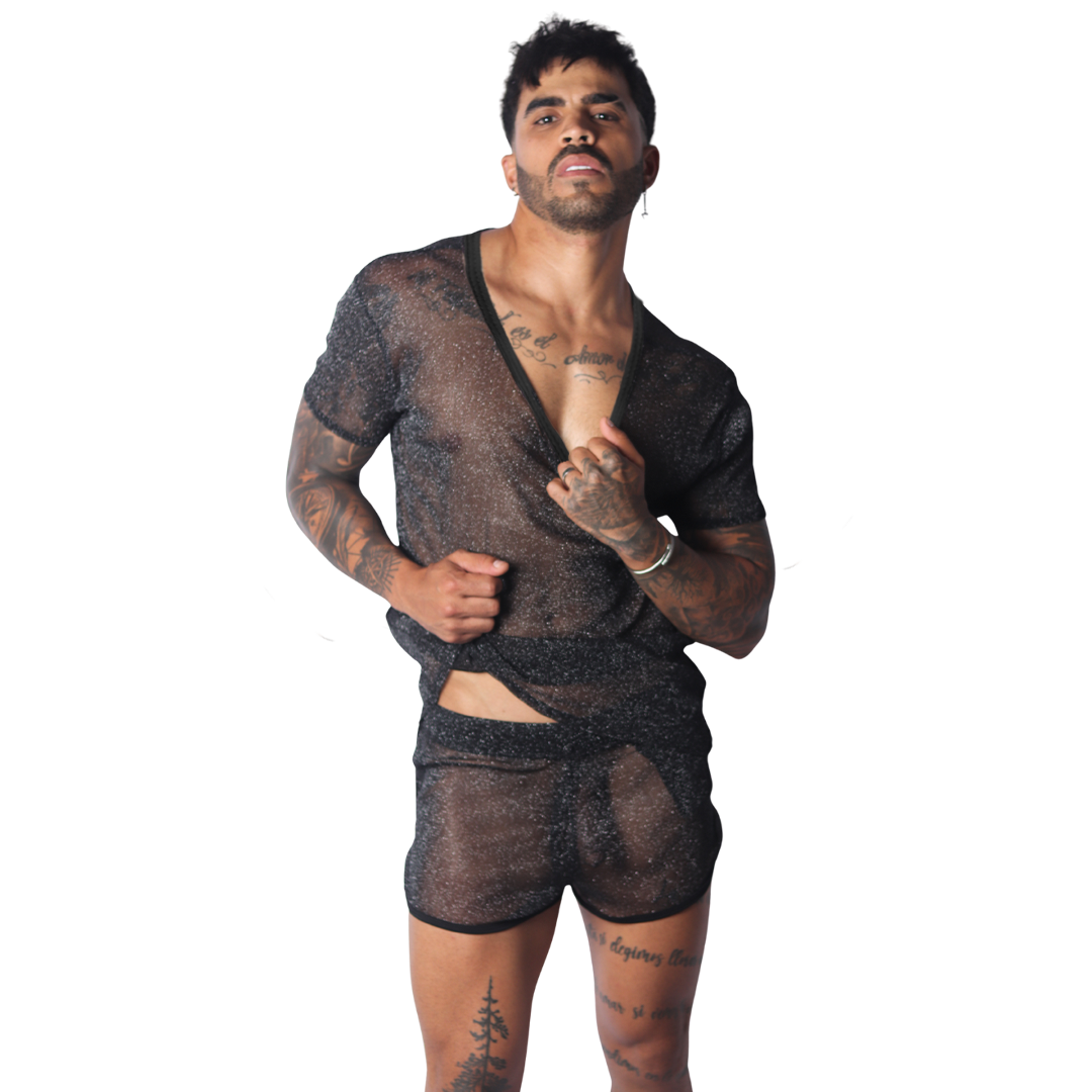 Flash Black Tshirt en modelo de Gigo Underwear