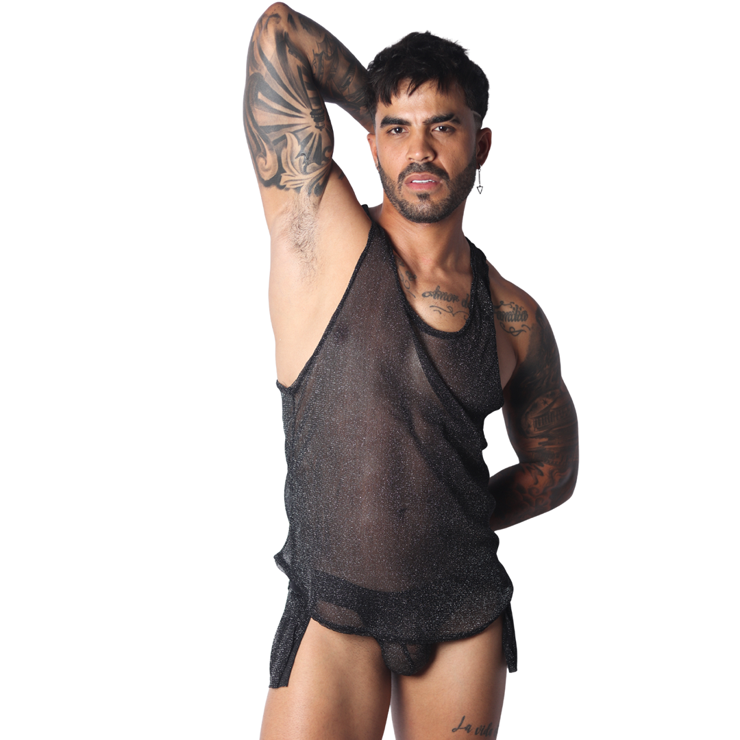 Flash Black Tank en modelo de Gigo Underwear