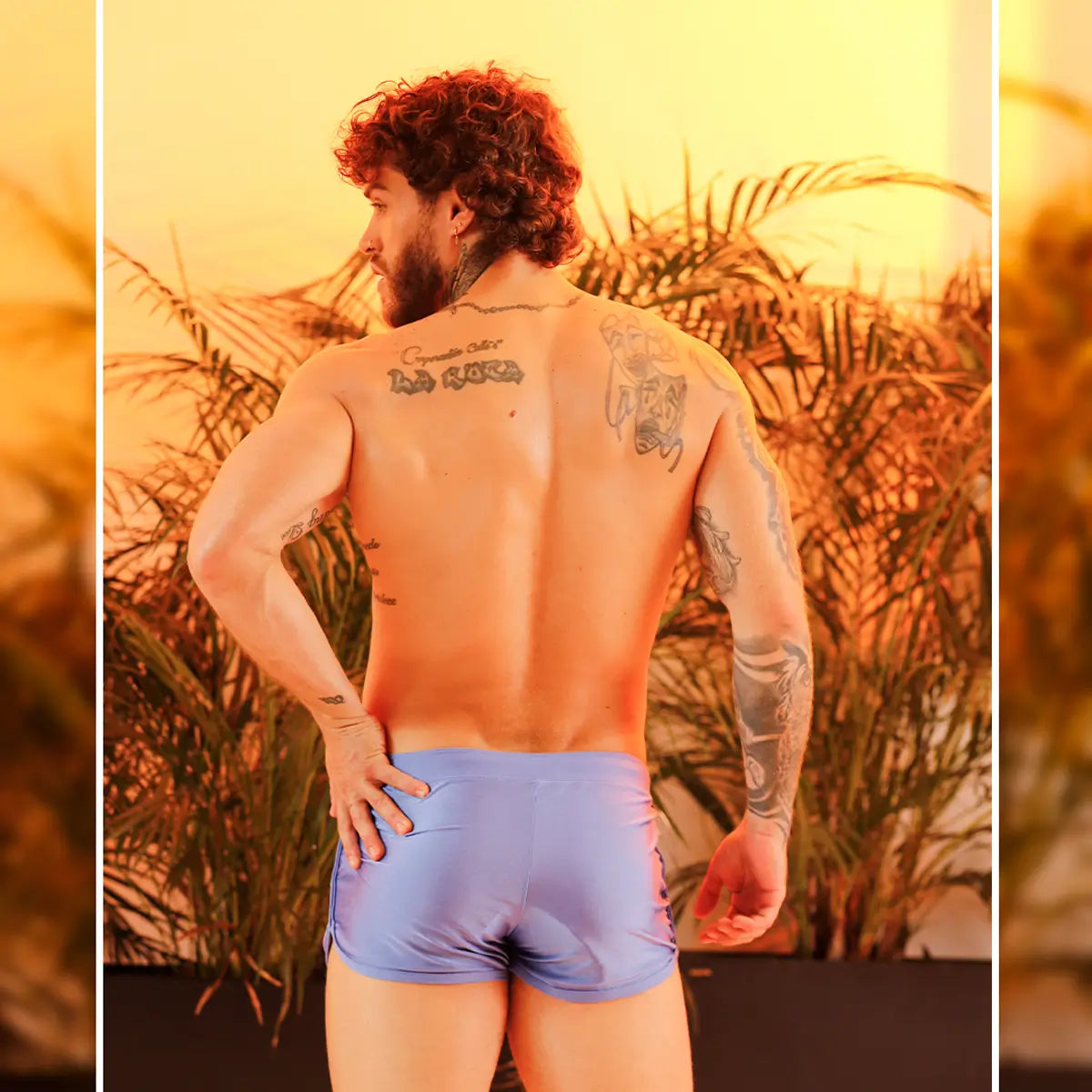 Flashing Blue Beachwear en modelo de Gigo Underwear