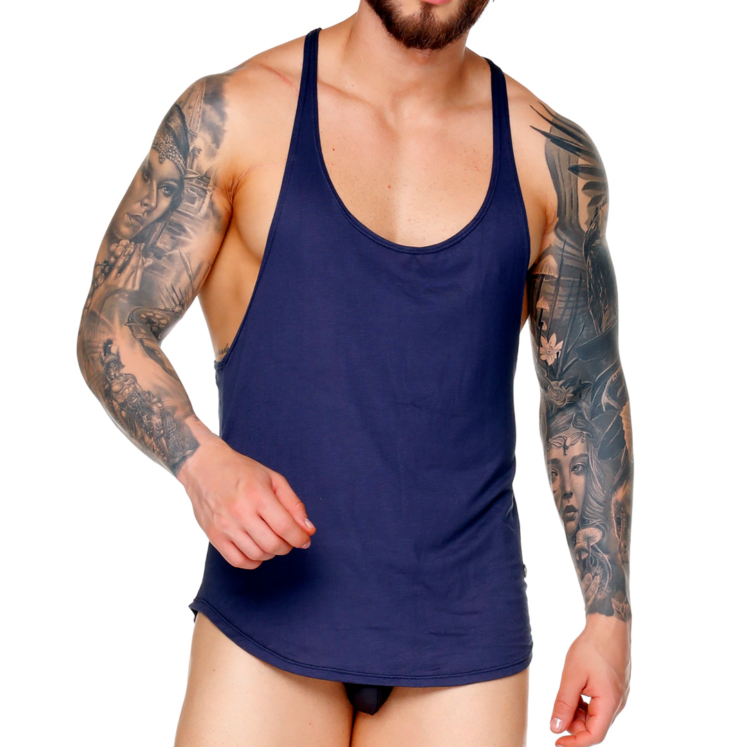 Forever Dark Blue Tank vista frontal de Gigo Underwear