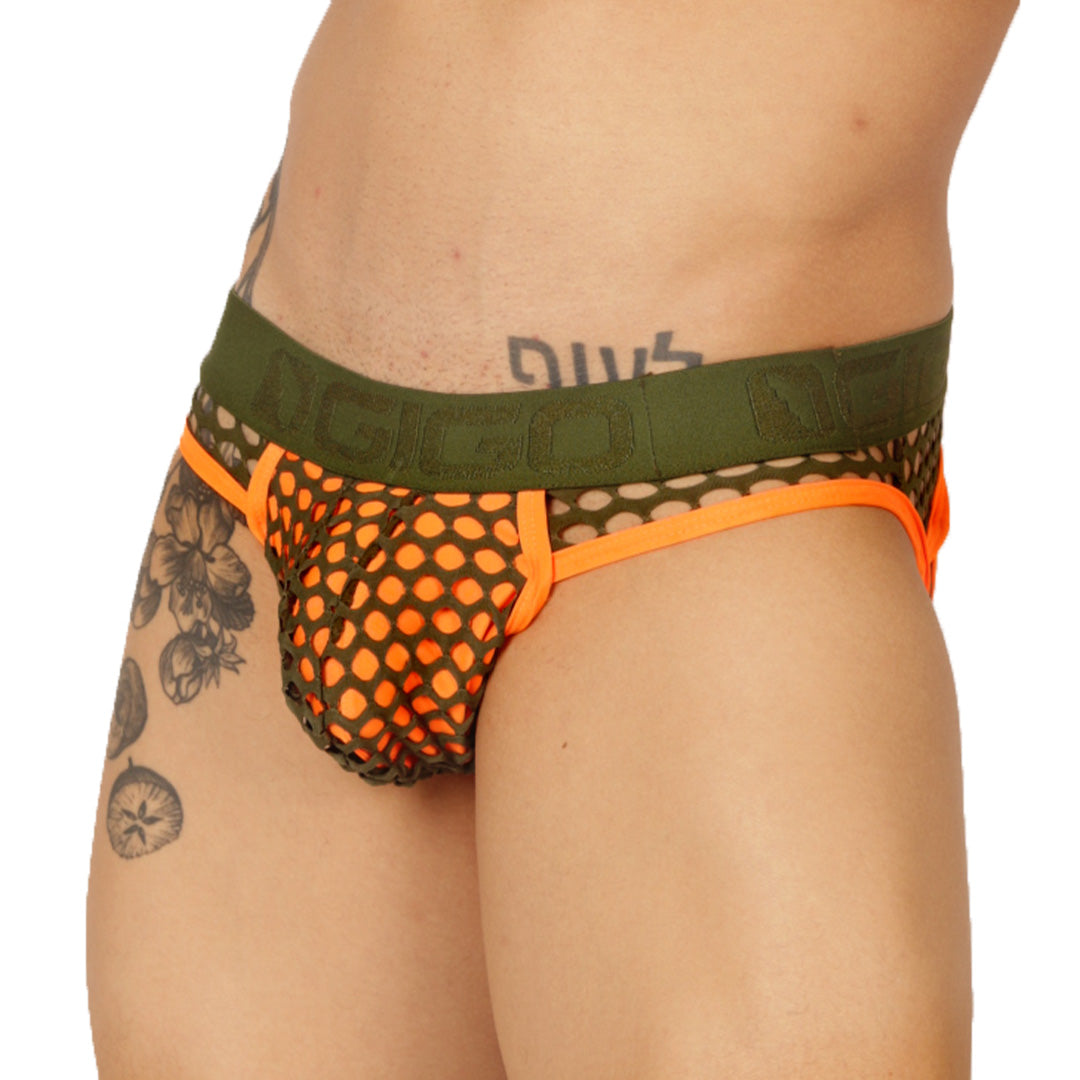FRESH ORANGE BRIEF JOCK - Jockstrap Masculino Sexy con Pretina Contraste