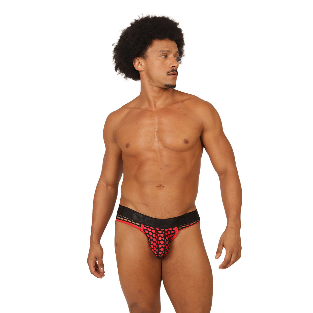 FRESH RED BRIEF JOCK - Jockstrap Masculino Sexy con Pretina Contraste