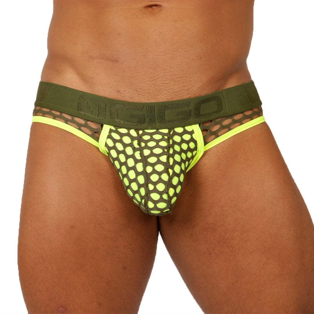 FRESH YELLOW BRIEF JOCK - Jockstrap Masculino Sexy con Pretina Contraste