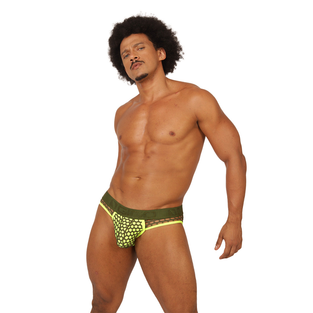 FRESH YELLOW BRIEF JOCK - Jockstrap Masculino Sexy con Pretina Contraste