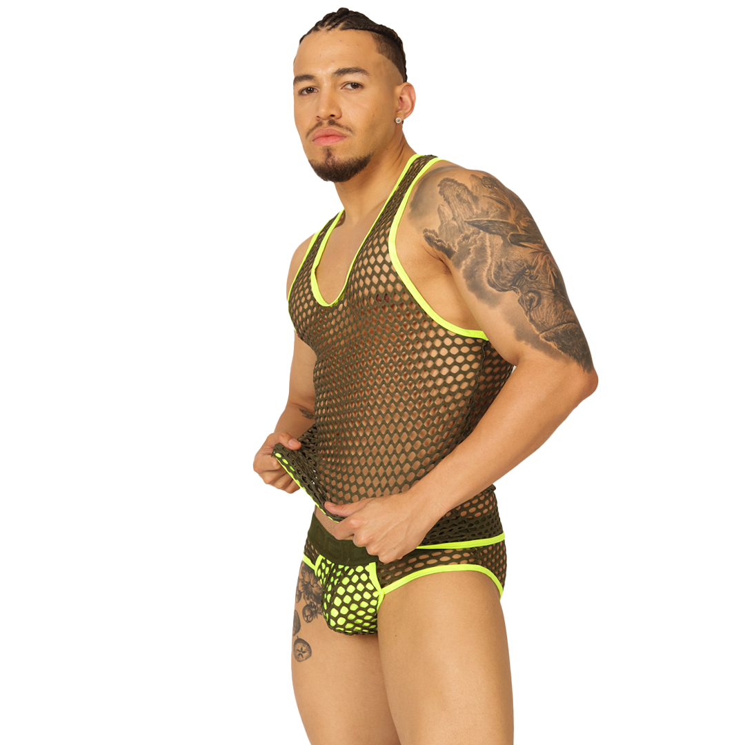 FRESH YELLOW TANK - Brief Masculino Audaz con Pretina Contraste