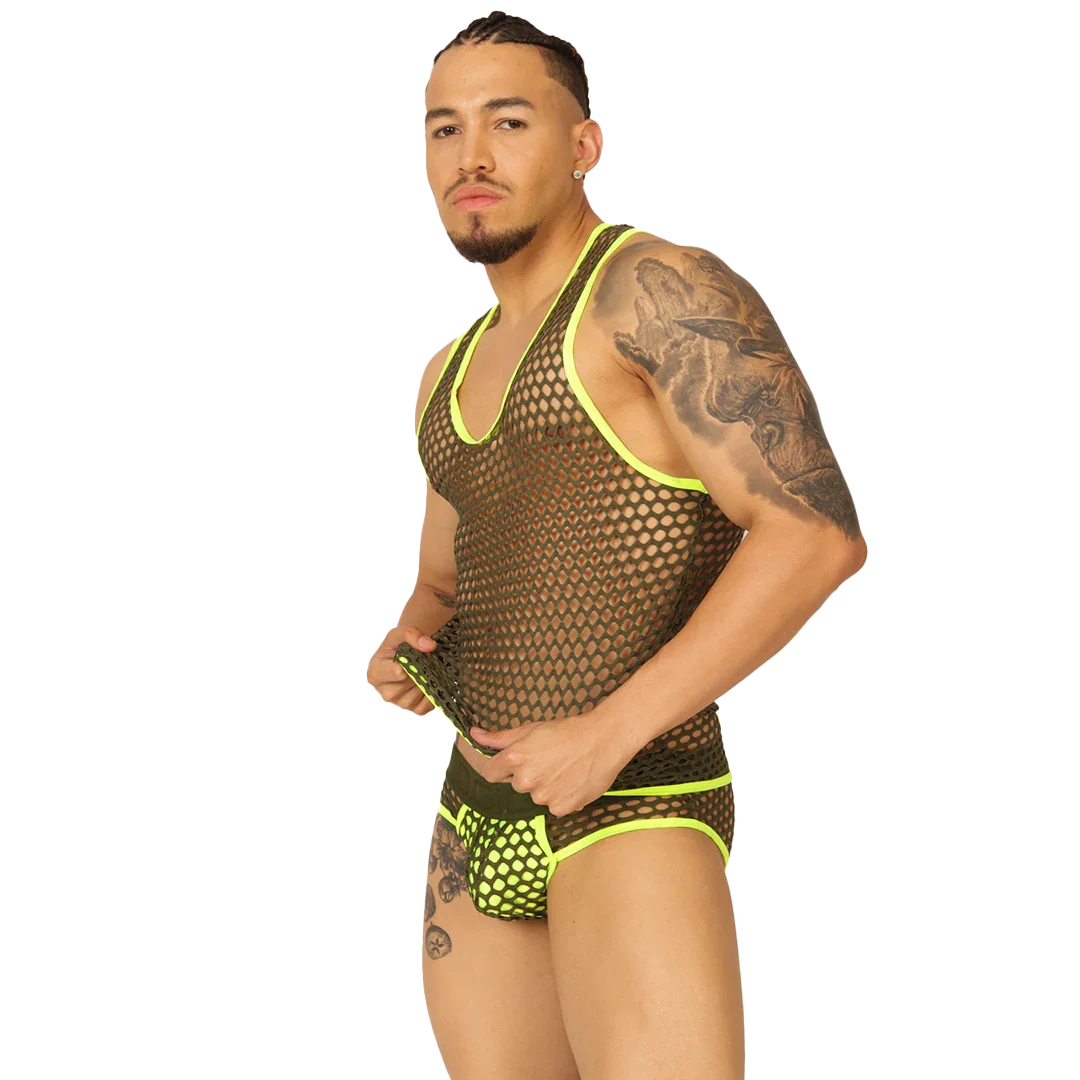 FRESH YELLOW TANK - Brief Masculino Audaz con Pretina Contraste