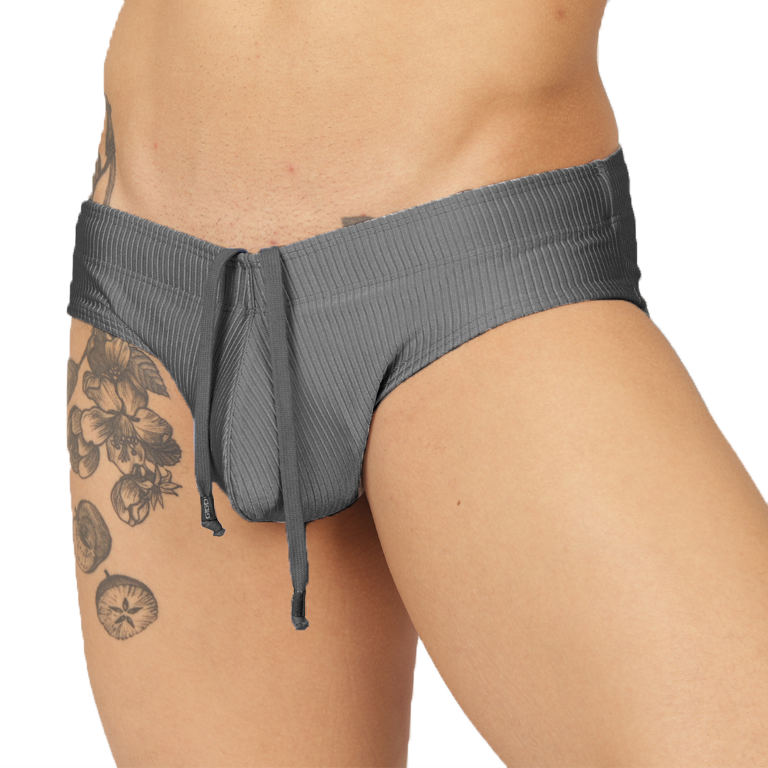 GLOW GRAY SWIMBRIEF - Brief Masculino Audaz con Pretina Contraste
