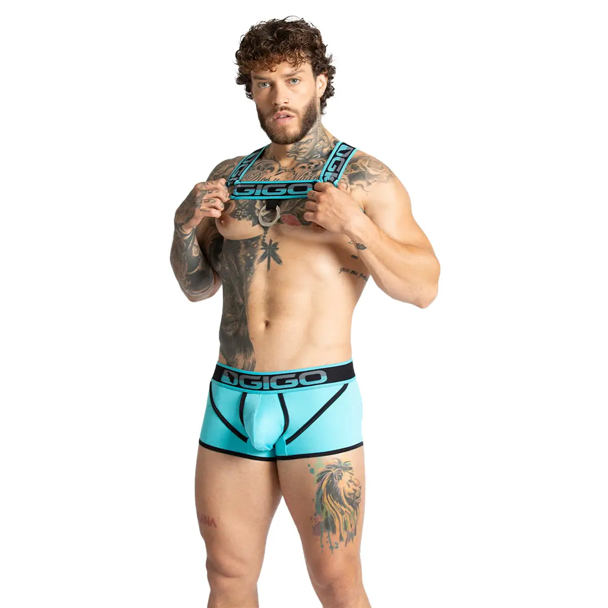 Karma Blue Harness en modelo de Gigo Underwear