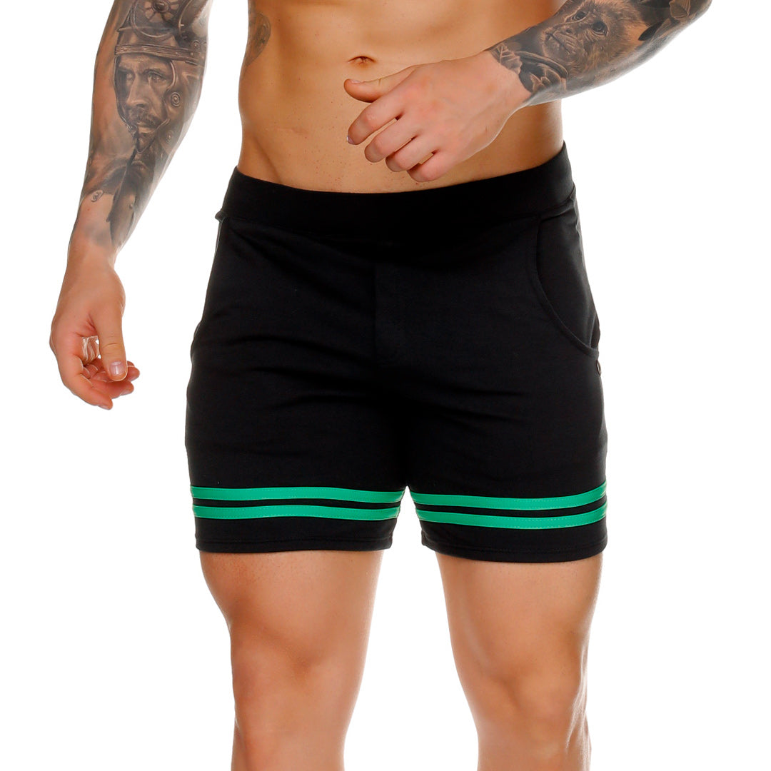 MEDIEVAL GREEN SHORT - Pantaloneta corta negra para hombres