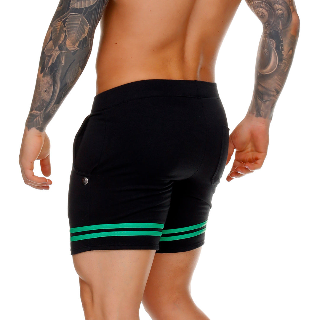 MEDIEVAL GREEN SHORT - Pantaloneta corta negra para hombres