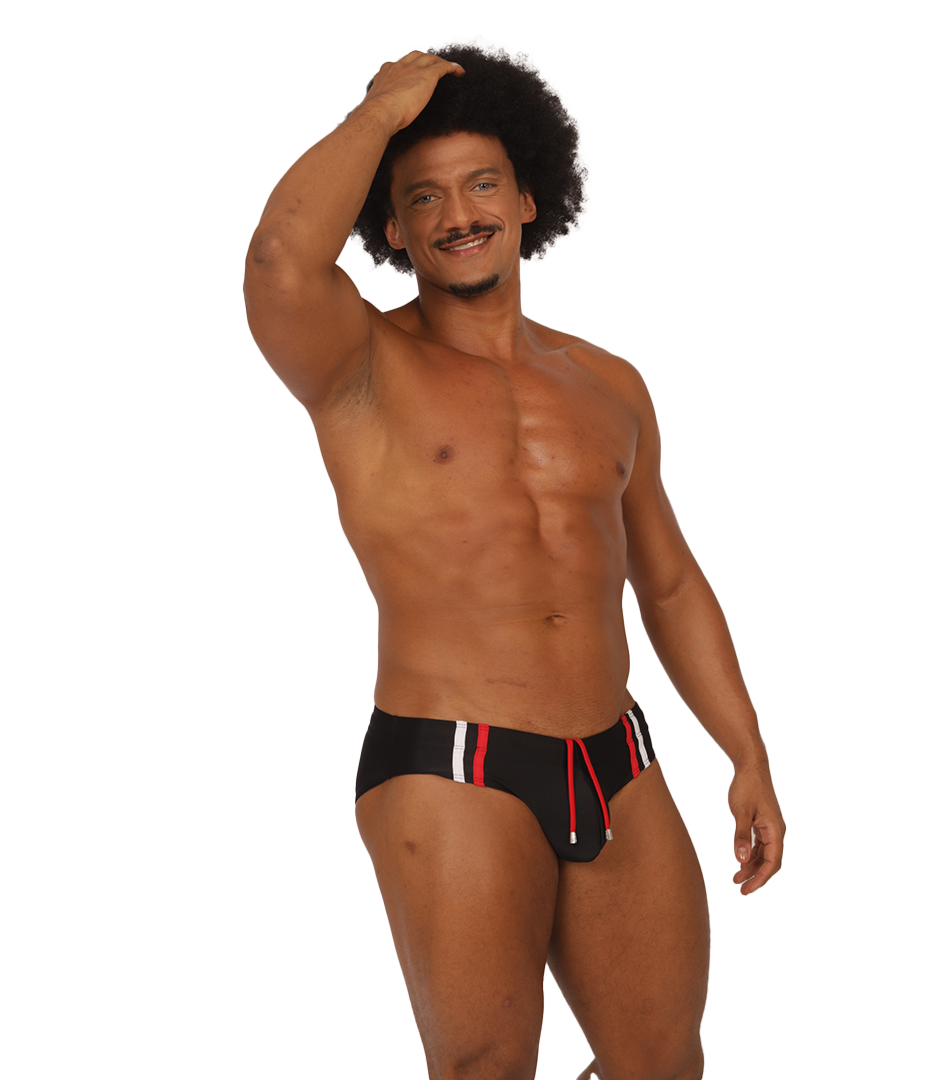 NICE BLACK SWIMBRIEF - Brief Masculino Audaz con Pretina Contraste