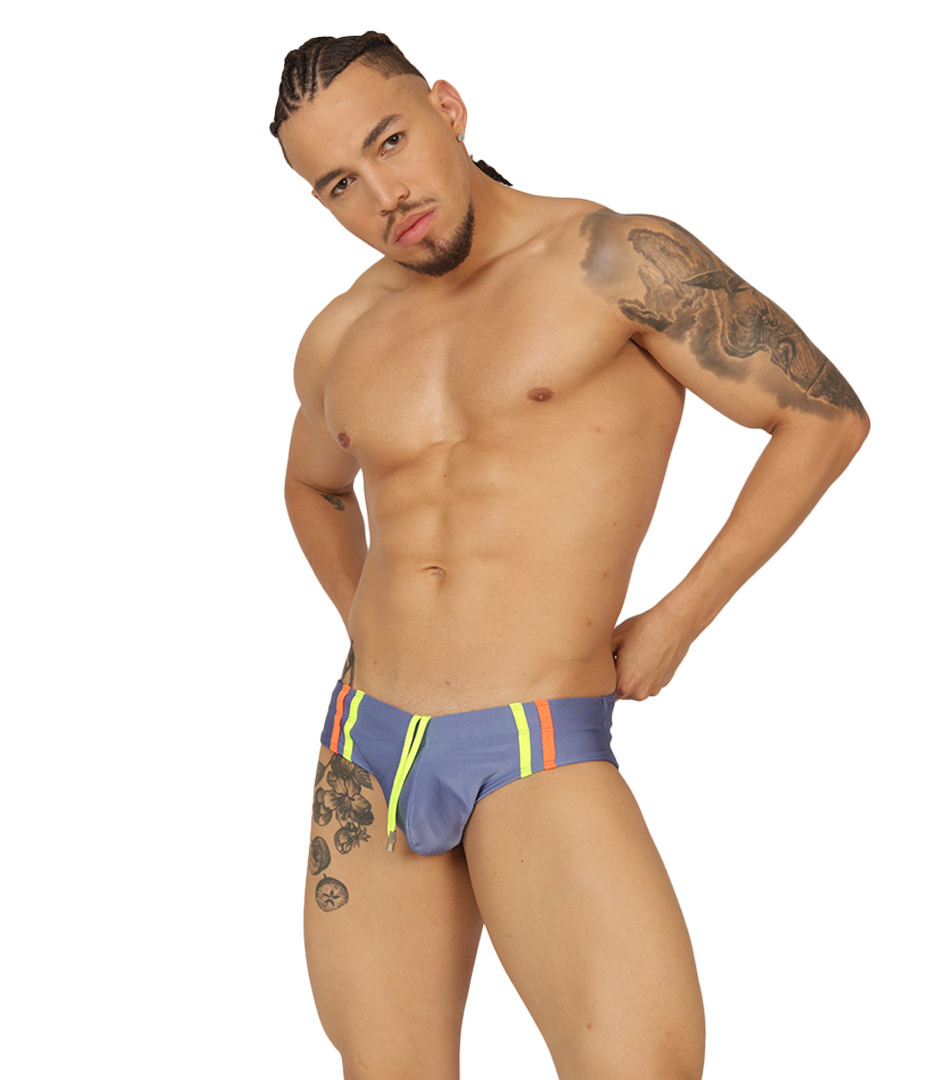 NICE BLUE SWIMBRIEF - Brief Masculino Audaz con Pretina Contraste