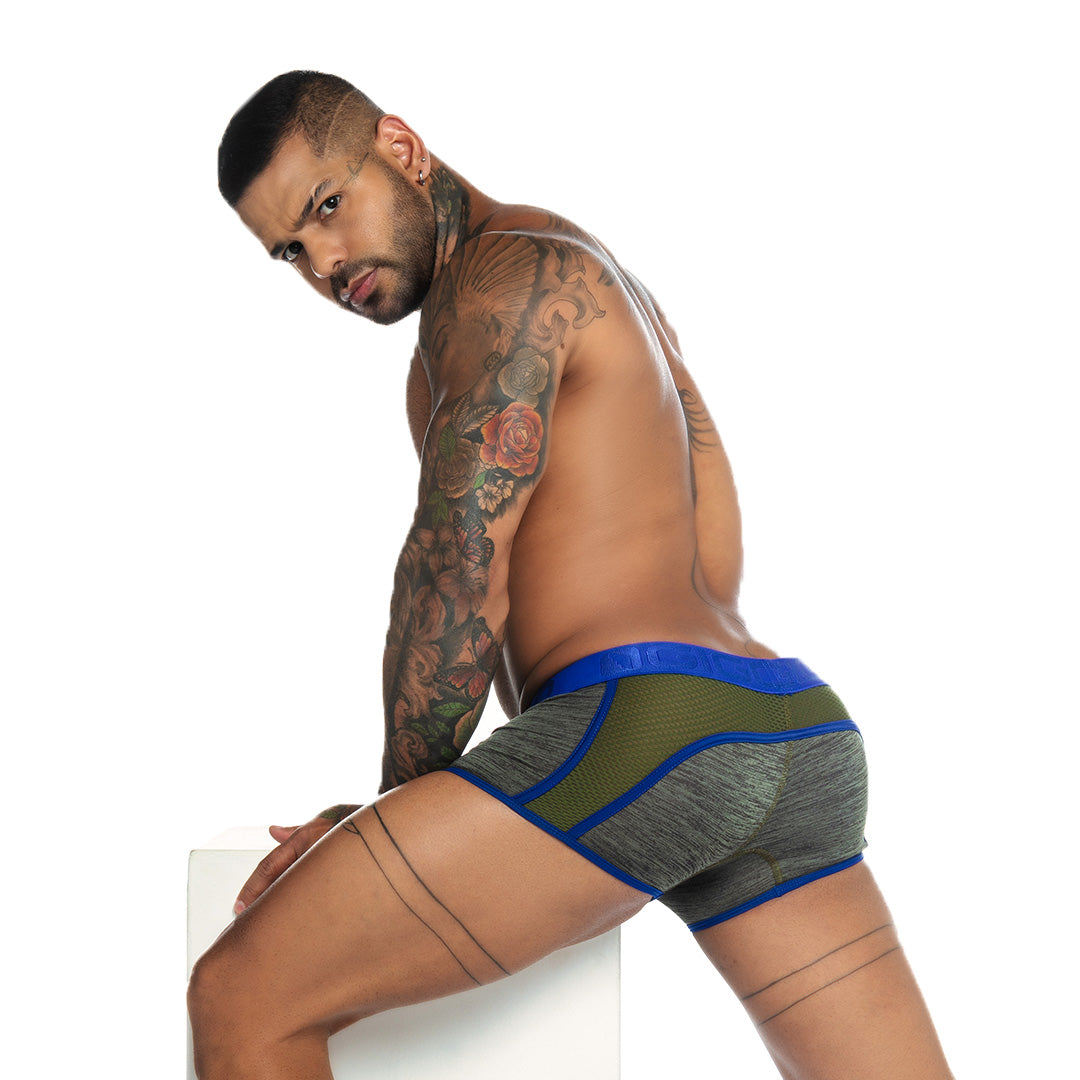 NIRVANA GREEN TRUNK - Boxer verde sexy para hombre con copa que permite realce