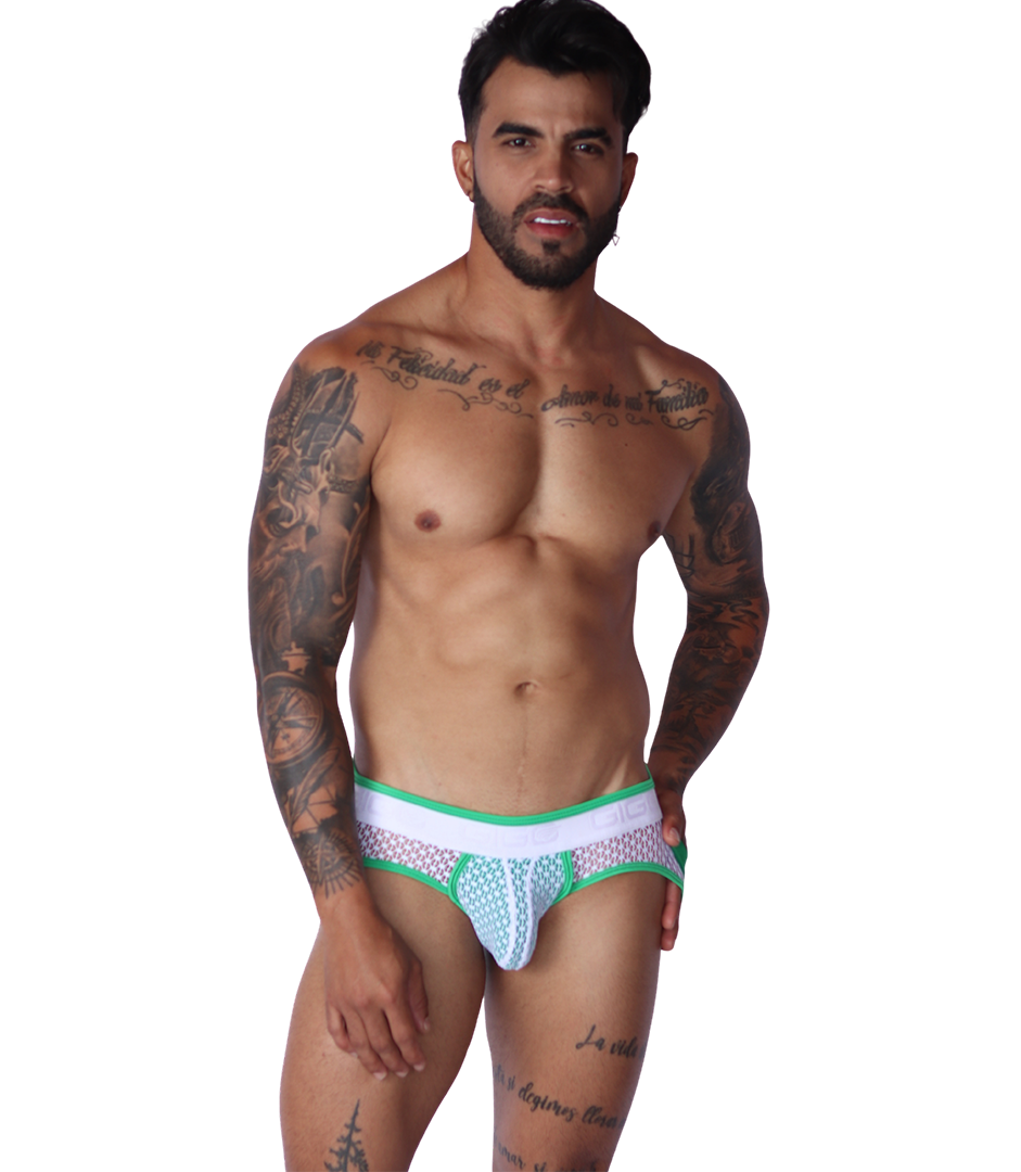 Net Green Jock Thong en modelo de Gigo Underwear