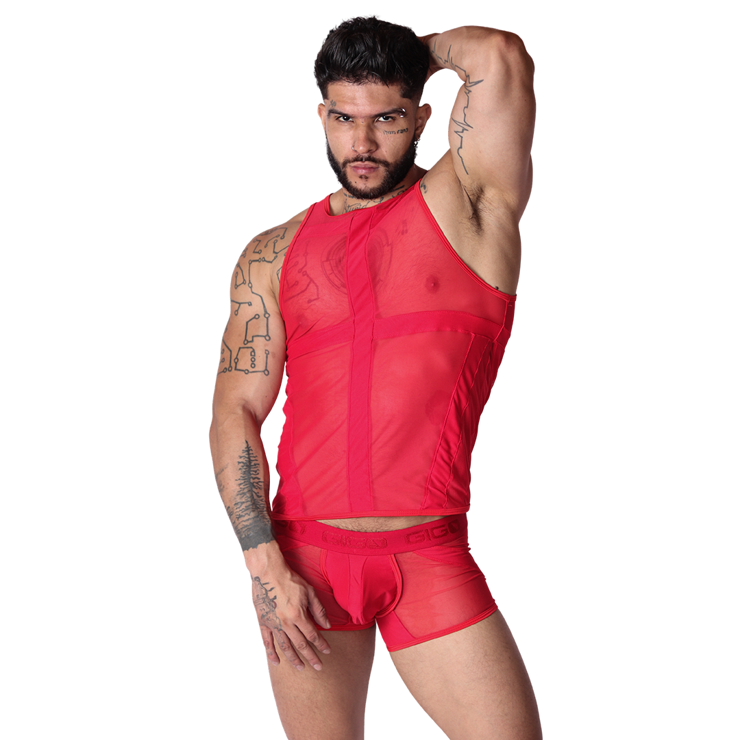Panel Red Tank vista posterior de Gigo Underwear