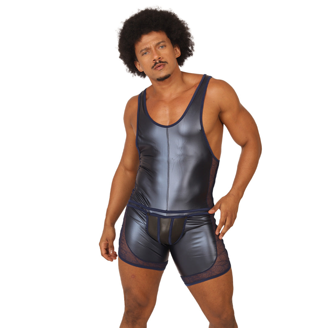 PASSIONE BLUE BODY - Body Fetiche Masculino con Detalles Sexys