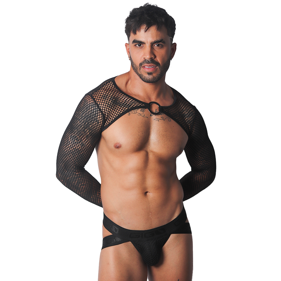 Provocative Black Harness en modelo de Gigo Underwear