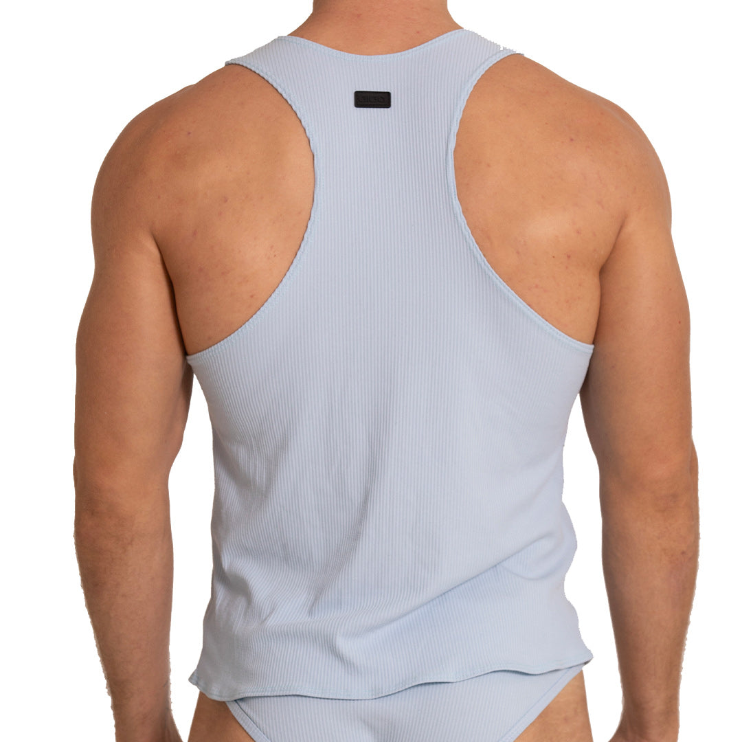Soft Blue Tank vista posterior de Gigo Underwear