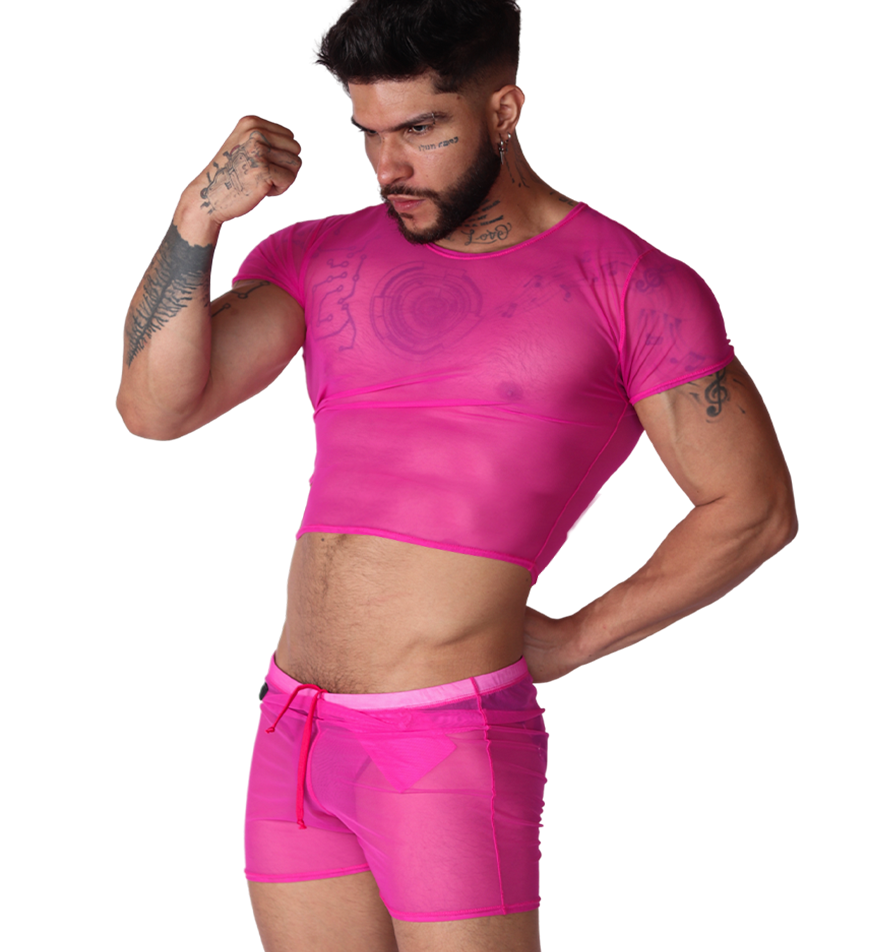 Spectrum Fuchsia Crop Top en modelo de Gigo Underwear