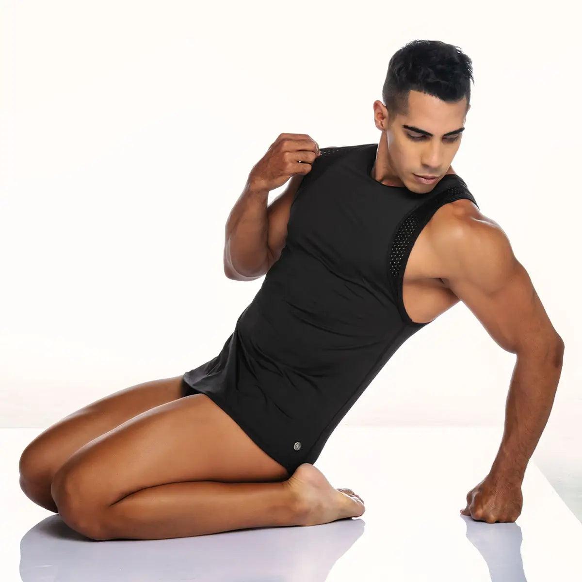 STRECH BLACK TANK - Gigo Underwear Colombia