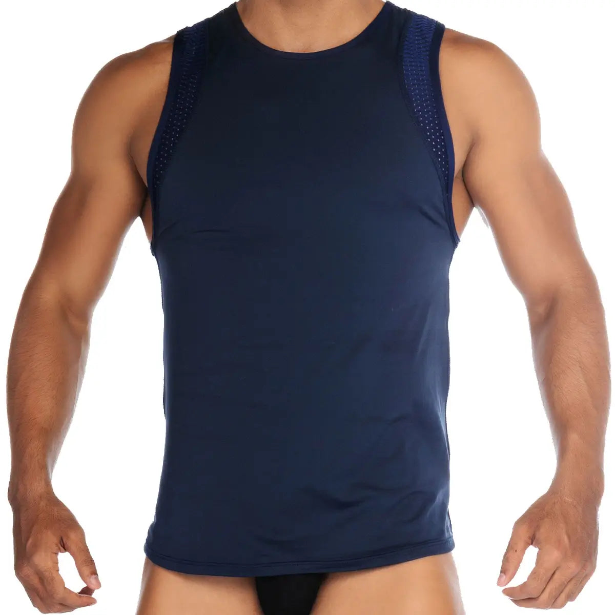 Strech Blue Tank vista posterior de Gigo Underwear