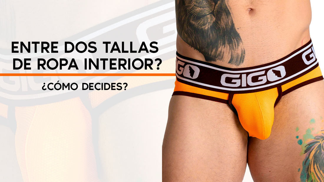 Hombre usando ropa interior GIGO para una guía sobre cómo elegir entre dos tallas