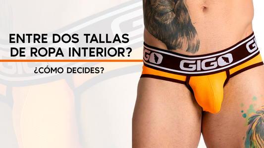Hombre usando ropa interior GIGO para una guía sobre cómo elegir entre dos tallas