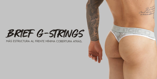 Brief G-String para hombre de Gigo Underwear con mayor estructura frontal y cobertura mínima en la parte posterior