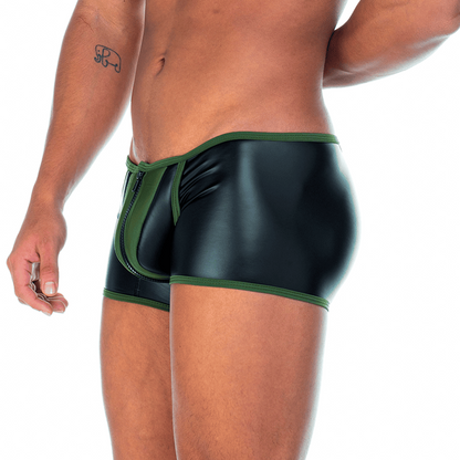 2 Fetiche Green Zipper Trunk vista frontal de Gigo Underwear