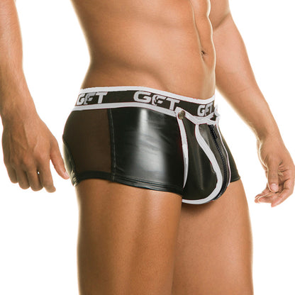 1 Fetiche White Trunk Zipper vista frontal de Gigo Underwear