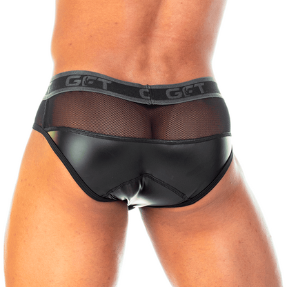 2 Fetiche Black Zipper Brief vista frontal de Gigo Underwear