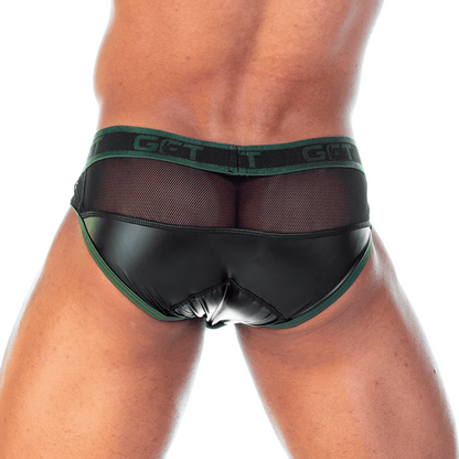 2 Fetiche Green Zipper Brief vista posterior de Gigo Underwear