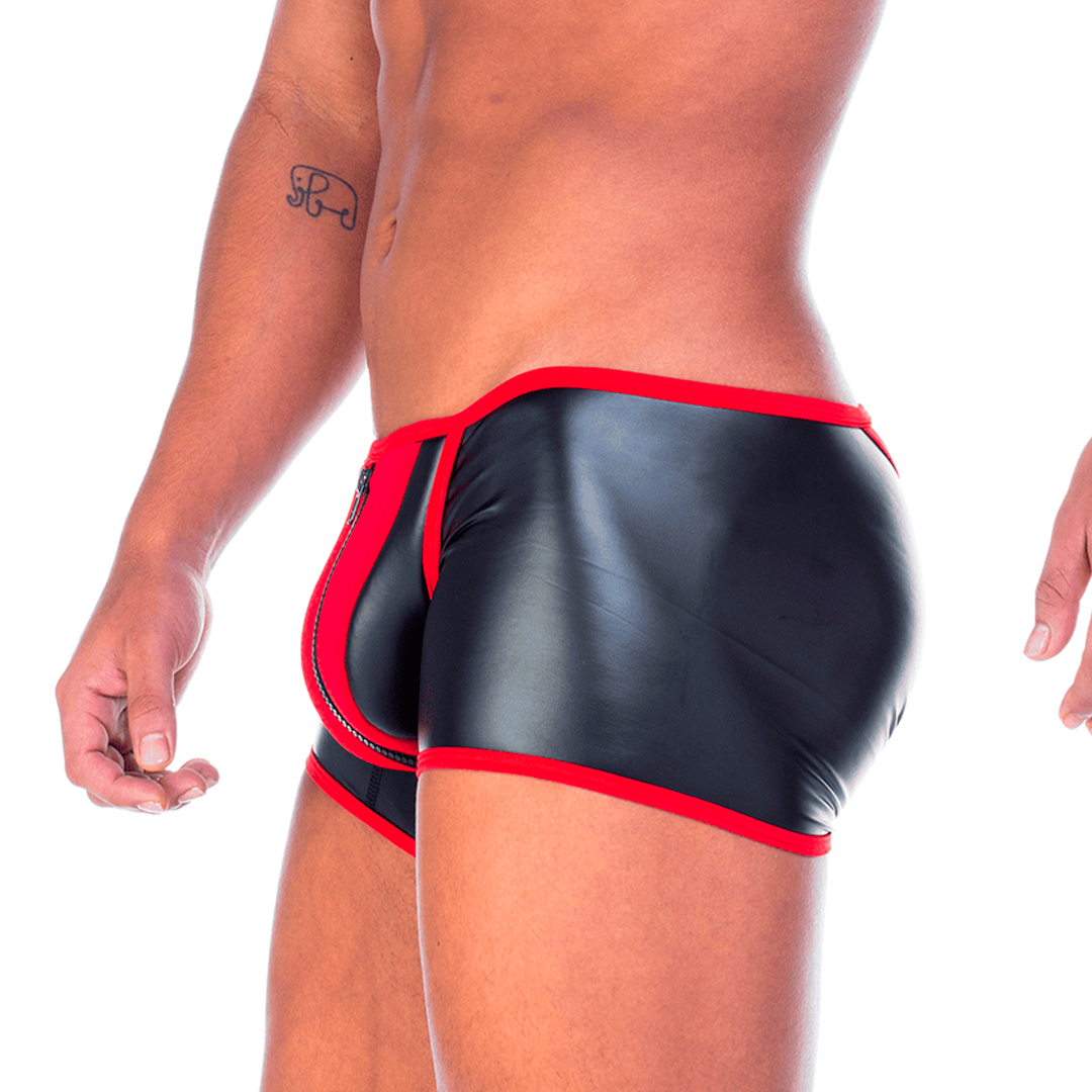2 Fetiche Red Zipper Trunk vista frontal de Gigo Underwear